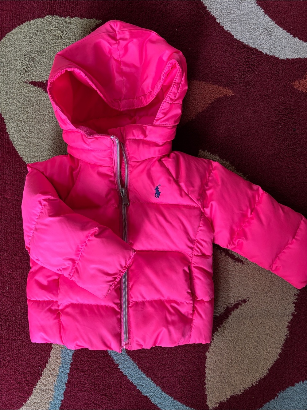 9month old baby Ralph Lauren  Pink Hooded Puffer Jacket. Excellent condition